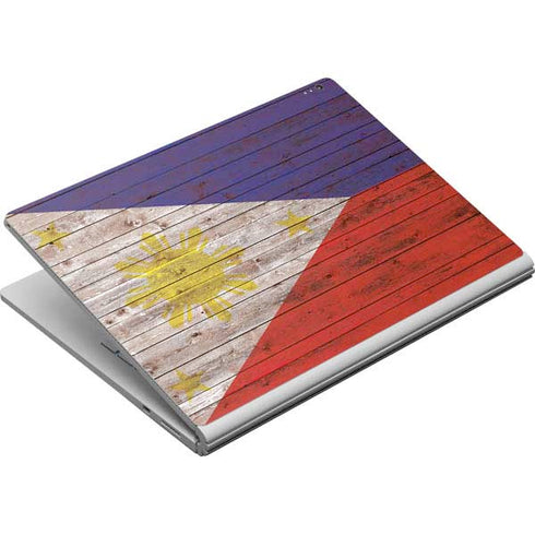 Philippines Flag Dark Wood Surface Book Skin